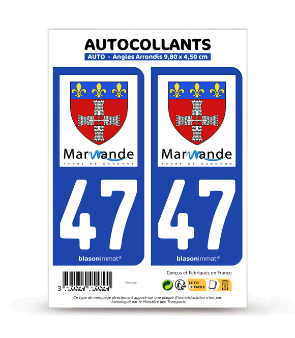 47 Marmande - Ville | Autocollant plaque immatriculation