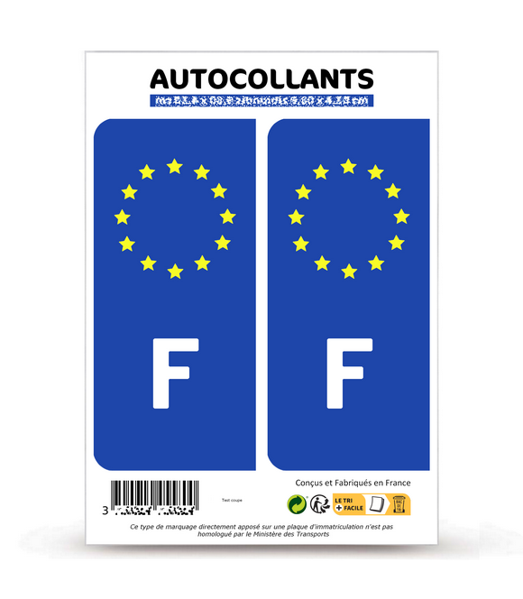 F France - Identifiant Européen | Autocollant plaque immatriculation