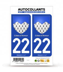 22 Côtes-d'Armor - Armoiries | Autocollant plaque immatriculation