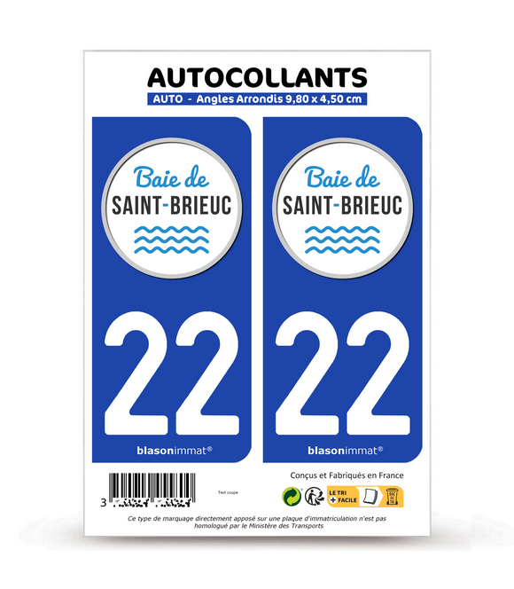 22 Saint-Brieuc - Baie | Autocollant plaque immatriculation
