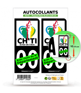 Ch'ti, Chti, Chtimi | Autocollant plaque immatriculation