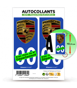 Porsche - Blason | Autocollant plaque immatriculation