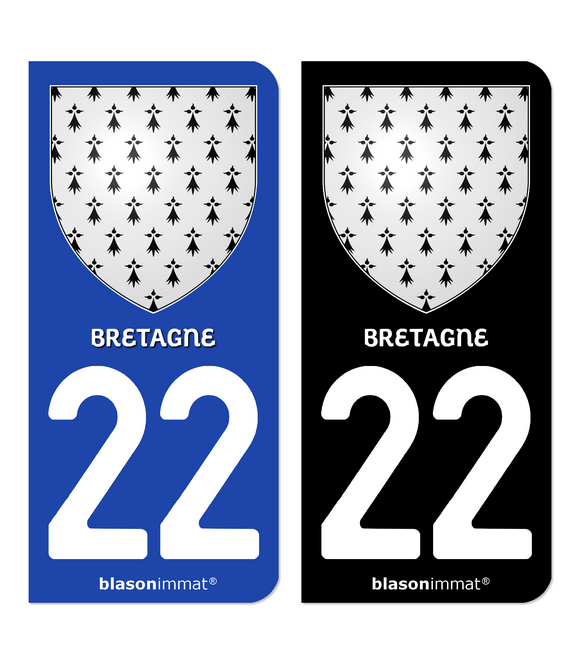 22 Bretagne - Armoiries | Autocollant plaque immatriculation