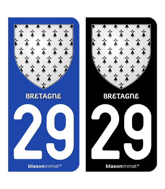 29 Bretagne - Armoiries | Autocollant plaque immatriculation