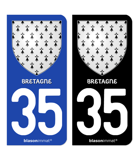 35 Bretagne - Armoiries | Autocollant plaque immatriculation