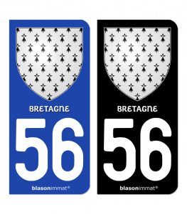 56 Bretagne - Armoiries | Autocollant plaque immatriculation