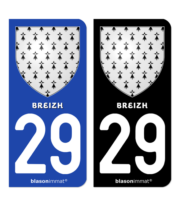 29 Breizh - Armoiries | Autocollant plaque immatriculation