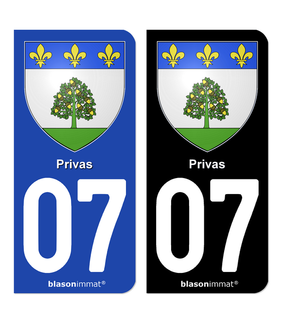 07 Privas - Armoiries | Autocollant plaque immatriculation