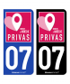 07 Privas - Ville | Autocollant plaque immatriculation