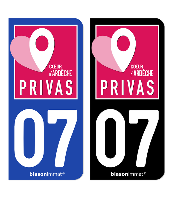 07 Privas - Ville | Autocollant plaque immatriculation