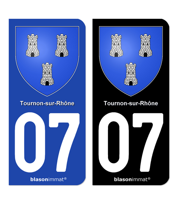 07 Tournon-sur-Rhône - Armoiries | Autocollant plaque immatriculation