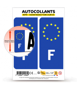 F France - Identifiant Européen | Autocollant plaque immatriculation