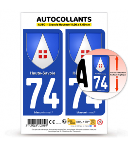 74 Haute-Savoie - Armoiries | Autocollant plaque immatriculation