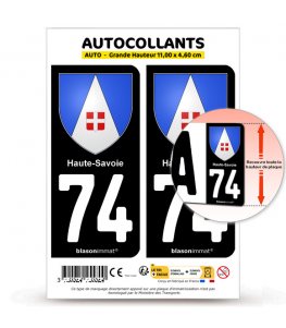 74 Haute-Savoie - Armoiries | Autocollant plaque immatriculation