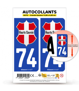 74 Haute-Savoie - Authentique | Autocollant plaque immatriculation