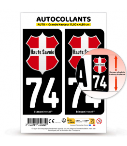 74 Haute-Savoie - Authentique | Autocollant plaque immatriculation