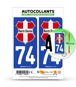 74 Haute-Savoie - Authentique | Autocollant plaque immatriculation