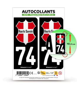 74 Haute-Savoie - Authentique | Autocollant plaque immatriculation