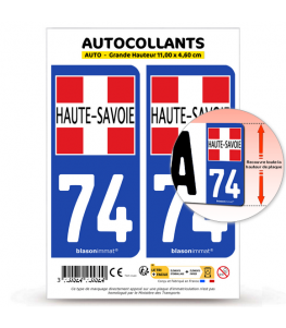 74 Haute-Savoie - Département II | Autocollant plaque immatriculation