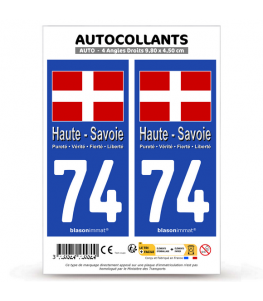 74 Haute-Savoie - Drapeau | Autocollant plaque immatriculation