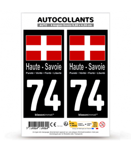 74 Haute-Savoie - Drapeau | Autocollant plaque immatriculation