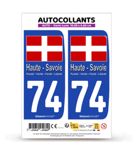 74 Haute-Savoie - Drapeau | Autocollant plaque immatriculation