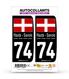 74 Haute-Savoie - Drapeau | Autocollant plaque immatriculation