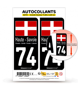 74 Haute-Savoie - Drapeau | Autocollant plaque immatriculation