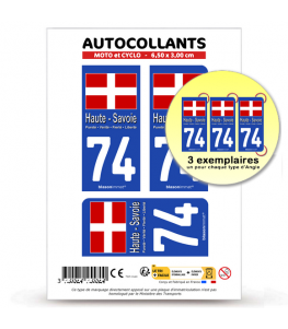 74 Haute-Savoie - Drapeau | Autocollant plaque immatriculation