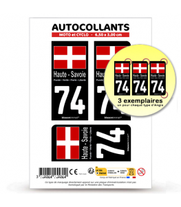 74 Haute-Savoie - Drapeau | Autocollant plaque immatriculation