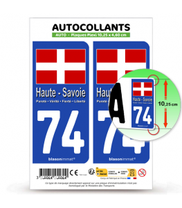 74 Haute-Savoie - Drapeau | Autocollant plaque immatriculation