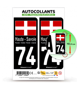 74 Haute-Savoie - Drapeau | Autocollant plaque immatriculation