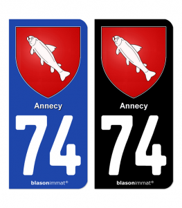 74 Annecy - Armoiries | Autocollant plaque immatriculation