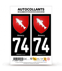 74 Annecy - Armoiries | Autocollant plaque immatriculation