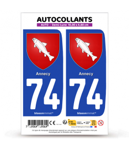 74 Annecy - Armoiries | Autocollant plaque immatriculation