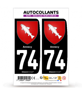 74 Annecy - Armoiries | Autocollant plaque immatriculation