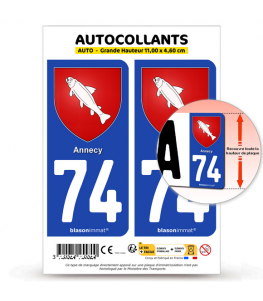 74 Annecy - Armoiries | Autocollant plaque immatriculation