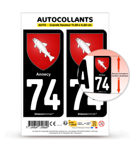 74 Annecy - Armoiries | Autocollant plaque immatriculation