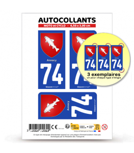 74 Annecy - Armoiries | Autocollant plaque immatriculation