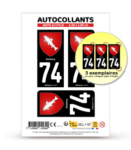 74 Annecy - Armoiries | Autocollant plaque immatriculation