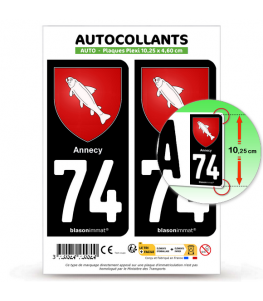 74 Annecy - Armoiries | Autocollant plaque immatriculation