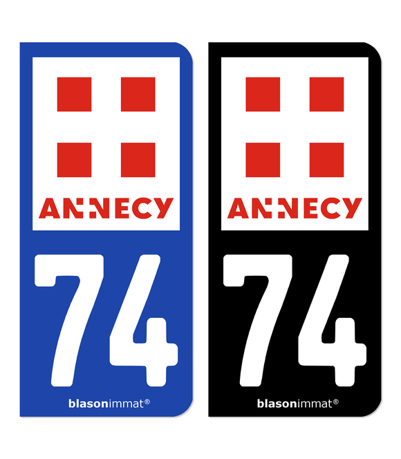 74 Annecy - Ville | Autocollant plaque immatriculation