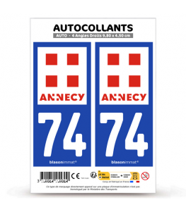 74 Annecy - Ville | Autocollant plaque immatriculation