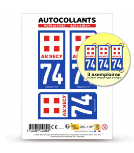 74 Annecy - Ville | Autocollant plaque immatriculation