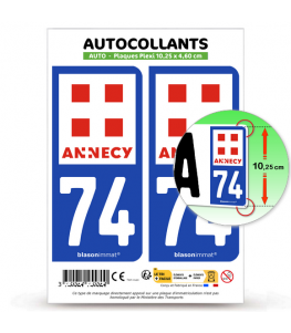 74 Annecy - Ville | Autocollant plaque immatriculation