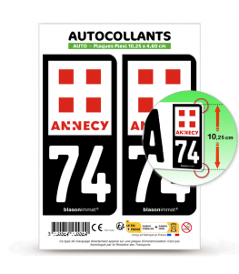 74 Annecy - Ville | Autocollant plaque immatriculation