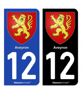 12 Aveyron - Armoiries | Autocollant plaque immatriculation