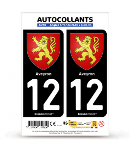 12 Aveyron - Armoiries | Autocollant plaque immatriculation