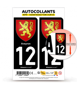 12 Aveyron - Armoiries | Autocollant plaque immatriculation