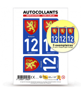 12 Aveyron - Armoiries | Autocollant plaque immatriculation